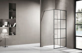 Black Framed Shower Screen Panel with Grills